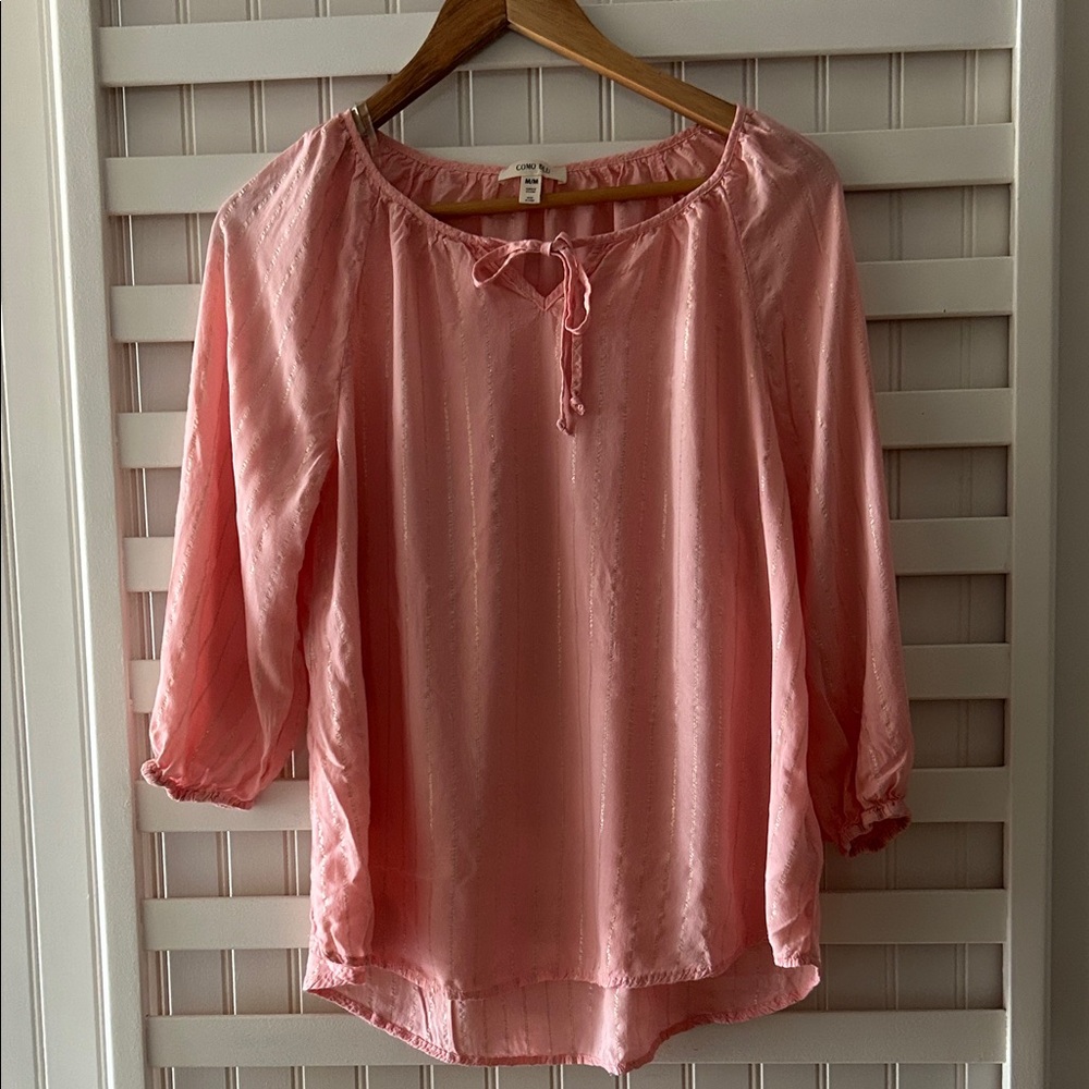 Elegant Pink Blouse with Bow Detail